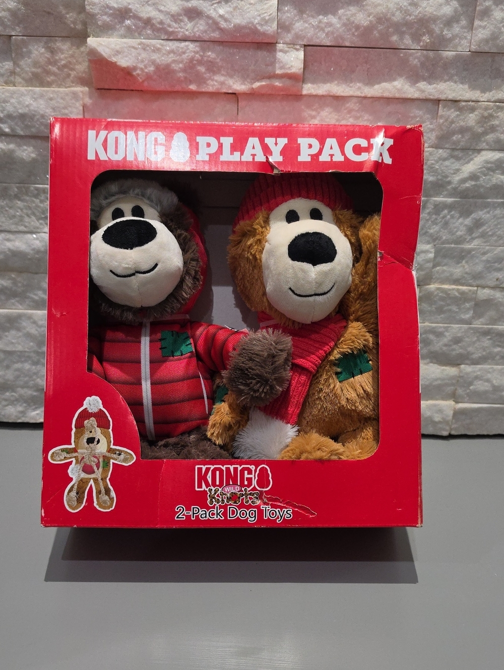 KONG Red and Brown Plush 2-Pack Play Pack
